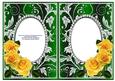 Yellow Roses on Green with Diamonds Double Frames