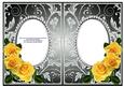 Yellow Roses on Gunmetal with Diamonds Double Frames