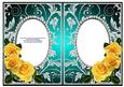 Yellow Roses on Jade with Diamonds Double Frames