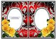 Yellow Roses on Red with Diamonds Double Frames