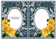 Yellow Roses on Teal with Diamonds Double Frames