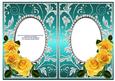 Yellow Roses on Turquoise with Diamonds Double Frames
