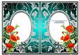 Poppies and Daisies on Jade with Diamonds Double Frames