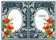 Poppies and Daisies on Teal with Diamonds Double Frames