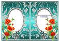 Poppies and Daisies on Turquoise with Diamonds Double Frames