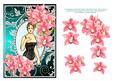 Decoupage Red Orchids an Vintage Lady in Black Corset - Jade