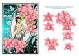 Decoupage Red Orchids Vintage Lady in Art Deco Dress - Jade