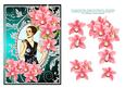 Decoupage Red Orchids and Vintage Lady in Black Dress - Jade
