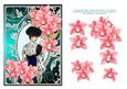 Decoupage Red Orchids and Vintage Lady in Fur Stole - Jade