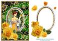 Decoupage Roses Vintage Lady Yellow Dress - Green Card Front
