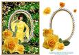 Decoupage Roses - Vintage Lady Yellow Gown- Green Card Front