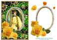 Decoupage Roses Vintage Lady Yellow Suit - Green Card Front