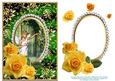 Yellow Roses Fairy Child in White Dress - Green Card Front