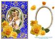 Yellow Roses Angel Girls with Butterflies - Blue Card Front