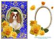Yellow Roses - King Charles Spaniel - Blue Card Front