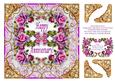 Pink and Mauve Roses Vintage Style 8 x 8 Anniversary Card