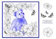Roses Blue Teddy Bear & Butterfly 8 x 8 Digi Stamp Sheet