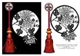 Oriental Crysanthemum Flower & Tassel Digi Card Topper