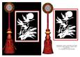 Oriental Birds, Cranes, Moon & Tassel Digi Card Topper