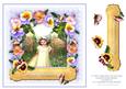 8 x 8 Blue Vintage Pansy Girl Card Topper