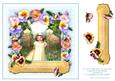 8 x 8 Cyan Vintage Pansy Girl Card Topper