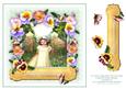 8 x 8 Green Vintage Pansy Girl Card Topper