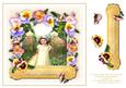 8 x 8 Peach Vintage Pansy Girl Card Topper