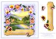 8 x 8 Pansies Around the Lake on Blue Lace Card Topper