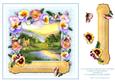 8 x 8 Pansies Around the Lake on Cyan Lace Card Topper