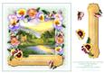 8 x 8 Pansies Around the Lake on Green Lace Card Topper
