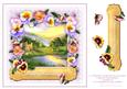 8 x 8 Pansies Around the Lake on Pink Lace Card Topper