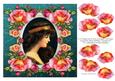 8 x 8 Vintage Ren Faire Lady and Roses Decoupage Card Topper