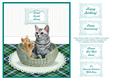 Ginger Kitten & Tabby Cat in a Basket Card Topper + Greeting