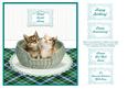 Tabby & Tortie Kittens in a Basket Card Topper + Greetings