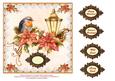 Robins & Poinsettias Card Topper with Assorted Greetings