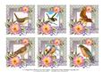 6 x Vintage Birds Roses & Lace Greetings Toppers