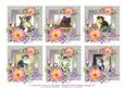 6 x Vintage Kitten Cats Roses & Lace Greetings Toppers