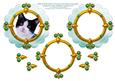Black & White Kitten Cat Portrait Card Topper & Decoupage