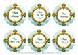 6 x All Occasion Gold Framed Greetings Toppers
