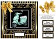 Vintage Scooter - 8 x 8 Black Gold Men & Women Card Topper