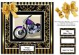 Biker Man - 8 x 8 Black Gold Men & Women Card Topper