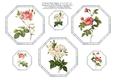 Six Rose Floral Toppers -three x 4" x 4" & Three x 2" x 2"