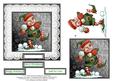 6 x 6 Christmas Elf Lace & Pearls Decoupage Card Topper