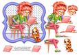 6" x 6" Computer Girl with Decoupage Card Topper