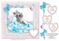 Teacup Kitten & Butterfly in Pink Frame - 8" x 8" Topper