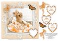 Teacup Kitten & Butterfly in Peach Frame - 8" x 8" Topper