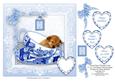 Teacup Puppy in Blue Frame - 8" x 8" Card Topper
