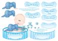 Baby Boy & Teddy Bear - Shaped Card Topper with Decoupage