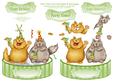 Party Time Cats - Shaped Card Topper with Decoupage