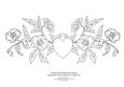 Pansies with Heart - Floral Digi Stamp